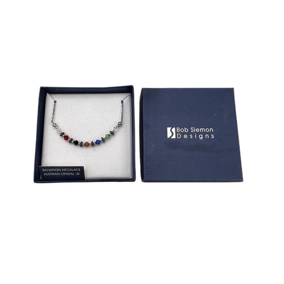 Bob Siemon NIB Salvation Necklace Sterling Silver 18" Austrian Crystal Dainty - Picture 1 of 10
